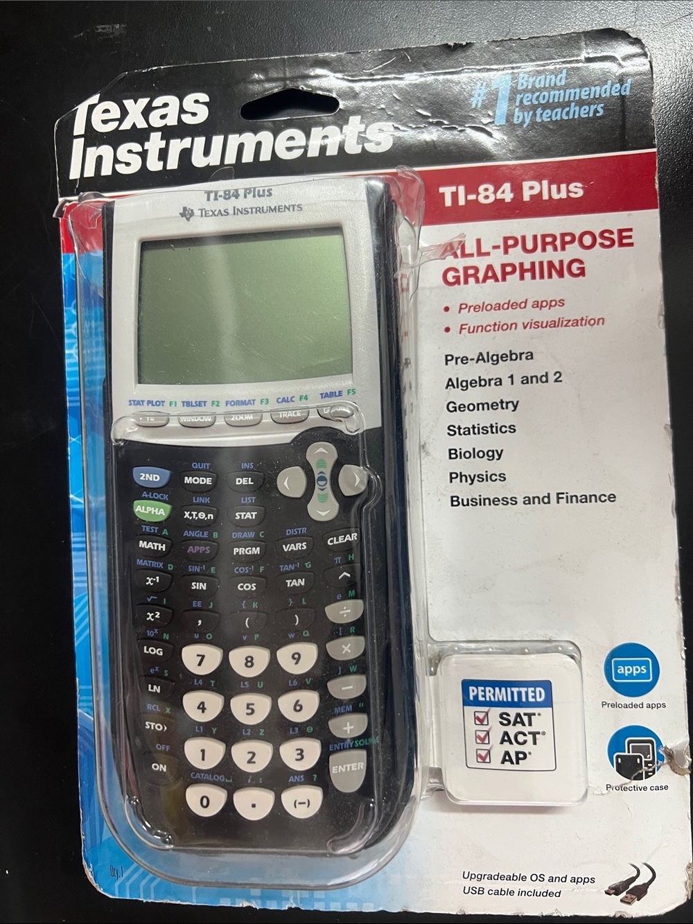 Texas Instruments TI-84 Plus Graphing Calculator in Black and White